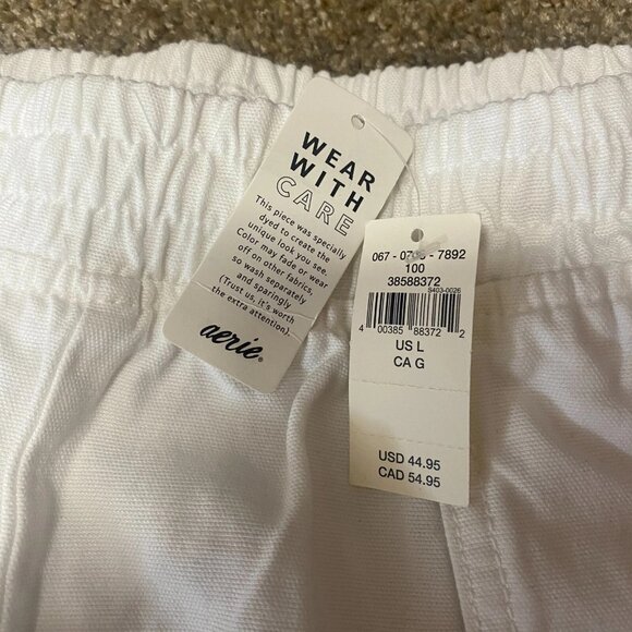 Aerie Boardwalk Shorts Womens Large White High Rise Elastic Waist Zip Pockets - Picture 4 of 10